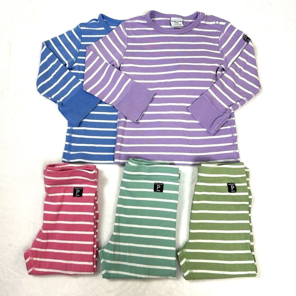 Polarn O. Pyret Unisex Stripe Shirt Leggings Bundle Organic Cotton 5 Pc 1-2Y